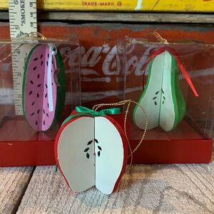 Dansk Wooden, Fruit-Shaped, Christmas Ornaments Set of 3